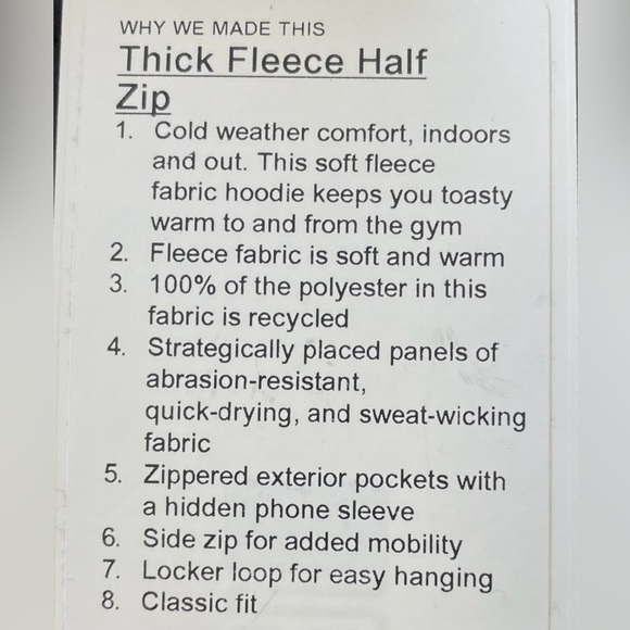 Mens Lululemon Thick Fleece Half Zip Hoodie Small - Picture 13 of 14